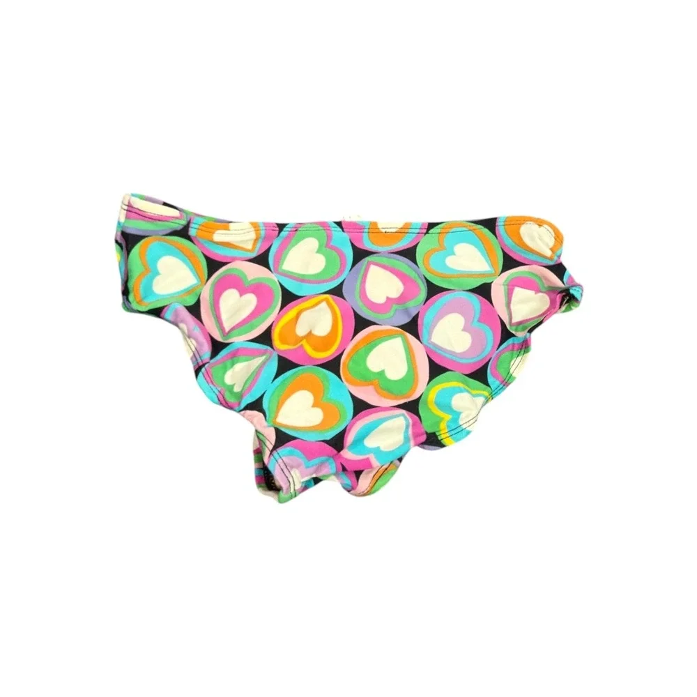 Xhilaration Girls Rainbow Psychedelic Heart Print Bikini Bottom‎ Size S 6/6X